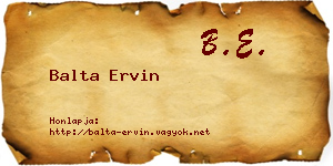 Balta Ervin névjegykártya