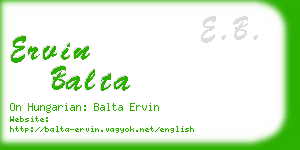 ervin balta business card